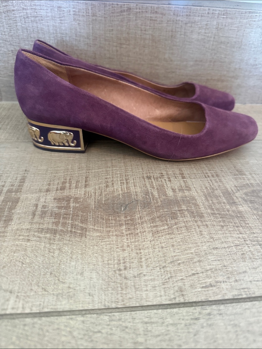 Nina Originals Women’s Purple Suede Elephants on Low Block Heel Loafers size 9